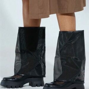 Women's Black Mesh-Boots